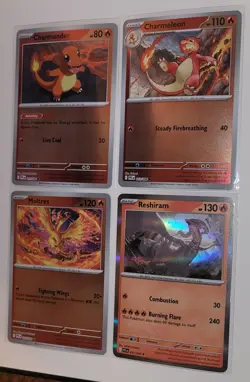 Pokemon TCG Fire Lot – Charmander Line + Moltres + Reshiram Holo/Reverse NM - Image 3