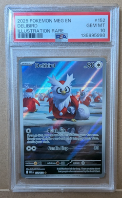 Delibird 152/132 Illustration Rare 2025 Pokemon Mega Evolution PSA 10 Gem Mint - Image 1