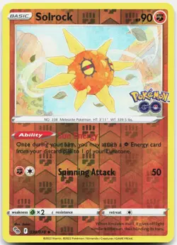 Solrock Reverse Holo Uncommon Pokemon GO 039/078 NM - Image 1