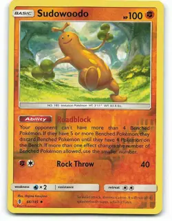 POKEMON CARD REVERSE HOLO SUDOWOODO 66/145 NO 185 POKEMON TCG CCG - Image 1
