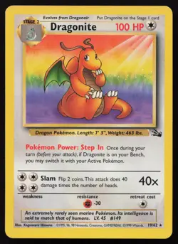 Dragonite 19/62 Unlimited Rare Fossil Pokemon LP - Image 1