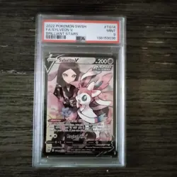 2022 POKEMON SWSH TG14 FULL ART SYLVEON V - BRILLIANT STARS PSA 9 MINT - Image 1