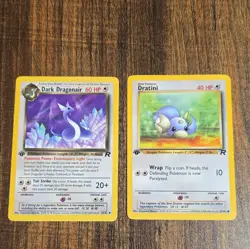Pokemon TCG Team Rocket Vintage Lot - Dratini 53/82 & Dark Dragonair 1st edition - Image 1
