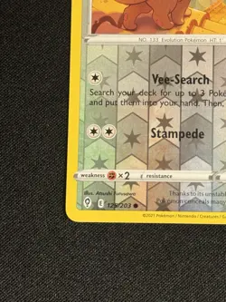 Eevee 125/203 NM Reverse Holo 2021 Pokemon SWSH Evolving Skies - w/ Rayquaza! L1 - Image 5