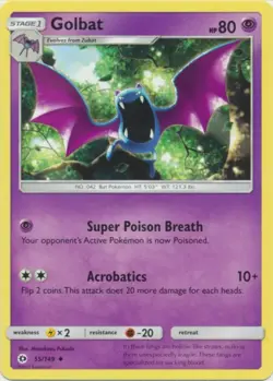 POKEMON CARD GOLBAT 55/149 NO 042 BAT POKEMON TCG CCG - Image 1