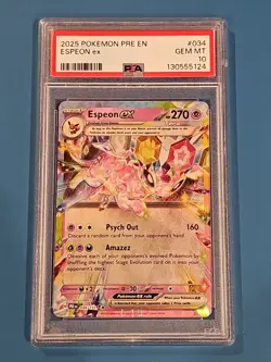 2025 POKEMON PRISMATIC EVOLUTIONS #034 ESPEON ex PSA 10 Mint - Image 1