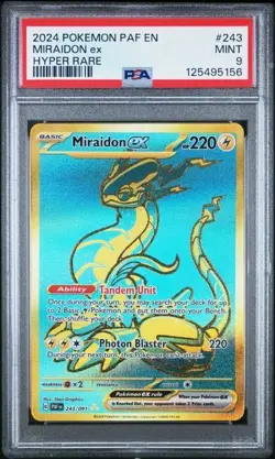 2024 POKEMON PAF EN-PALDEAN FATES #243 MIRAIDON ex HYPER RARE PSA 9 MINT - Image 1