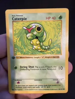 Pokemon TCG Caterpie Base Set 1st Edition Shadowless 45/102 LP - Image 1