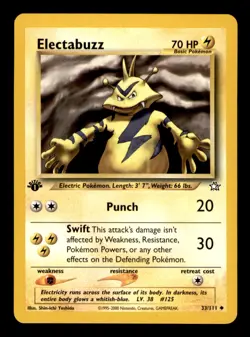 Electabuzz 33/111 Uncommon Neo Genesis Pokemon 1st Edition Near Mint - Image 1