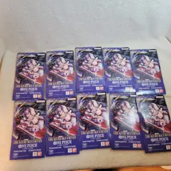 10 x One Piece OP14 THE AZURE SEA’S SEVEN Sleeved Blister Booster Cards Packs - Image 1