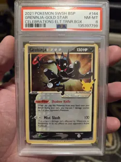 Greninja Gold Star 144 Sword & Shield Celebrations Promo Card PSA 8 NM-MT 2021 - Image 1