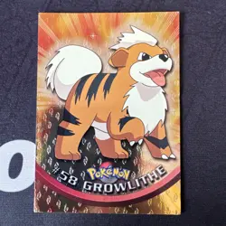Growlithe #58 Topps Black Logo Textured Radiant Holo Full Art Pokemon Card NM - Image 1