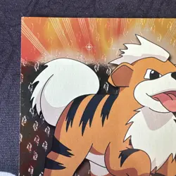 Growlithe #58 Topps Black Logo Textured Radiant Holo Full Art Pokemon Card NM - Image 2