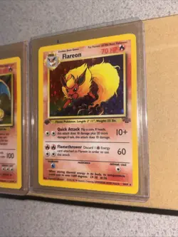 3 Vintage Pokemon Cards Charizard /Flareon 1st Edition /Machamp 1st Edition Wow - Image 2