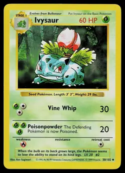 Pokemon Card - Ivysaur Base Set (Shadowless) 30/102 Uncommon - Image 1