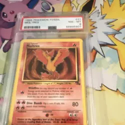 Pokemon Moltres Fossil 27/62 Holo Rare 1999 English PSA 8 Graded Card - Image 1