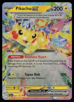 PIKACHU EX 057/191 DOUBLE RARE SURGING SPARKS POKEMON NM/M - Image 1