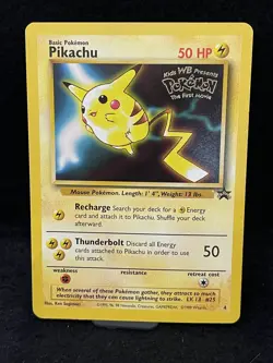Pikachu 4 Non Holo WOTC Black Star Promo WB Movie Pokemon Card MP / LP - Image 1