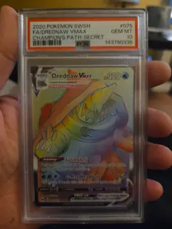2020 POKEMON SWSH CHAMPION'S PATH SECRET F/A DREDNAW VMAX #075/073 PSA GEM MT 10 - Image 1