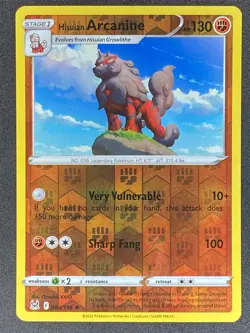 Pokemon Hisuian Arcanine Reverse Holo 084/196 LOR Lost Origin LP/NM - Image 1