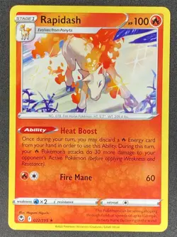 Pokemon Rapidash Non Holo 022/195 SIT Silver Tempest LP/NM - Image 1