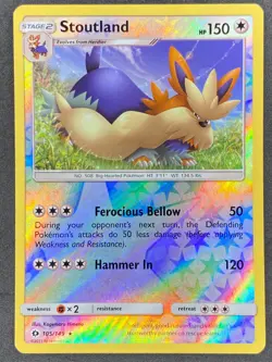 Pokemon Stoutland Reverse Holo 105/149 SUM Sun & Moon LP/NM - Image 1