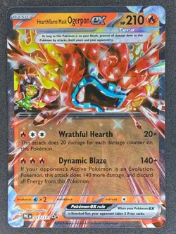 Pokemon Hearthflame Mask Ogerpon ex 017/131 PRE Prismatic Evolutions NM - Image 1
