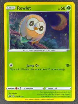 Pokemon Rowlet SWSH220 SWSH Black Star Promo LP/NM - Image 1