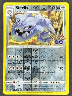 Pokemon Steelix Reverse Holo 044/078 PGO Pokemon GO NM - Image 1