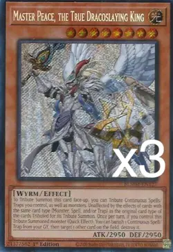 3X Yugioh Master Peace, the True Dracoslaying King BLMM-EN127 Secret Rare NM - Image 1