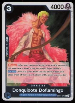 One Piece Donquixote Doflamingo (073) (OP01-073/284) OP01 Romance Dawn R FOIL NM - Image 1