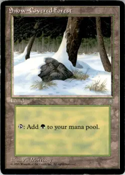1995 Magic The Gathering Ice Age Snow-Covered Forest #383 Light Play - Image 1