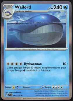 Pokemon Card Wailord 041/159 Holo Adventures French Set - Image 1