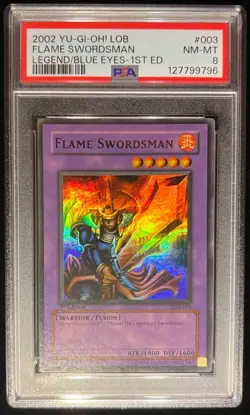 Flame Swordsman 1st Edition (Wavy) LOB-003 PSA 8 Yu-Gi-Oh! - Image 1