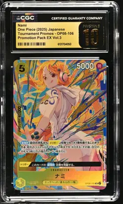 ONE PIECE JP TOURNAMENT PROMO PACK VOL 3 NAMI CGC 10 PRISTINE BLACK LABEL WAIFU - Image 1
