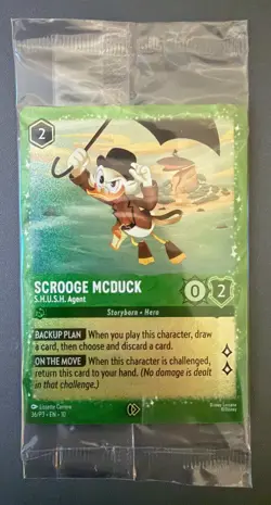 Disney Lorcana Scrooge McDuck S.H.U.S.H. Agent Promo Foil Card 36/P3 - Sealed NM - Image 1