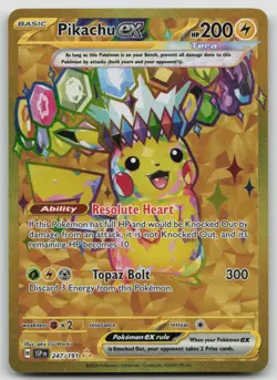 NM Pikachu ex 247/191 Full Art SV08 Surging Sparks Pokemon card English - Image 1