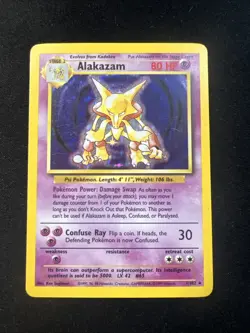 Pokemon TCG Alakazam Base Set 1/102 Holo Rare 1999 Card MP+ - Image 1