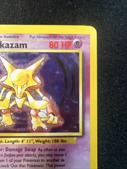 Pokemon TCG Alakazam Base Set 1/102 Holo Rare 1999 Card MP+ - Image 3