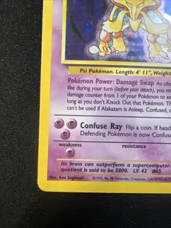 Pokemon TCG Alakazam Base Set 1/102 Holo Rare 1999 Card MP+ - Image 4