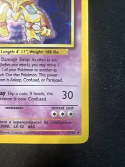 Pokemon TCG Alakazam Base Set 1/102 Holo Rare 1999 Card MP+ - Image 5