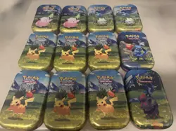 Lot Of 12 Pokemon TCG Ascended Heroes Mini Tins EMPTY w/ Art Cards And Stickers - Image 1