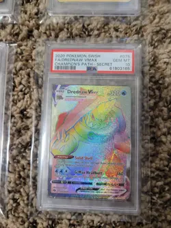 2020 POKEMON SWSH CHAMPION'S PATH SECRET F/A DREDNAW VMAX #075/073 PSA GEM MT 10 - Image 1