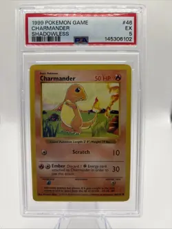 1999 POKEMON BASE SET SHADOWLESS #46 CHARMANDER PSA 5 - Image 1