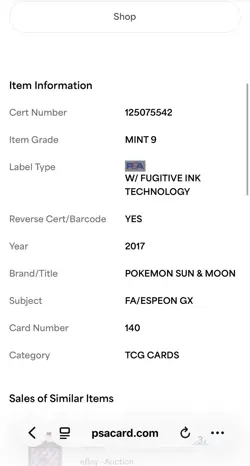PSA 9 Espeon GX 140 - 2017 English Pokemon Sun And Moon - Image 4