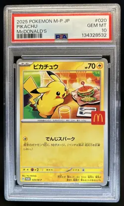 2025 Pokemon Mcdonald's Promo JP Pikachu #020/M-P PSA 10 GEM MINT - Image 1