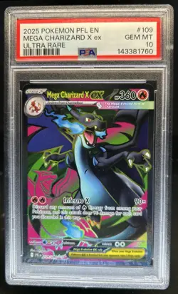 2025 Pokemon Phantasmal Flames Mega Charizard X ex Ultra Rare #109/094 PSA 10 - Image 1
