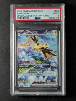 2023 Pokemon ZAPDOS EX #202/165 SV 151 Special Illustration Rare PSA 9 - Image 1