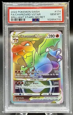 2022 POKEMON SWORD & SHIELD BRILLIANT STARS #174 FULL ART/CHARIZARD VSTAR PSA 10 - Image 1