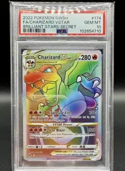 2022 POKEMON SWORD & SHIELD BRILLIANT STARS #174 FULL ART/CHARIZARD VSTAR PSA 10 - Image 2